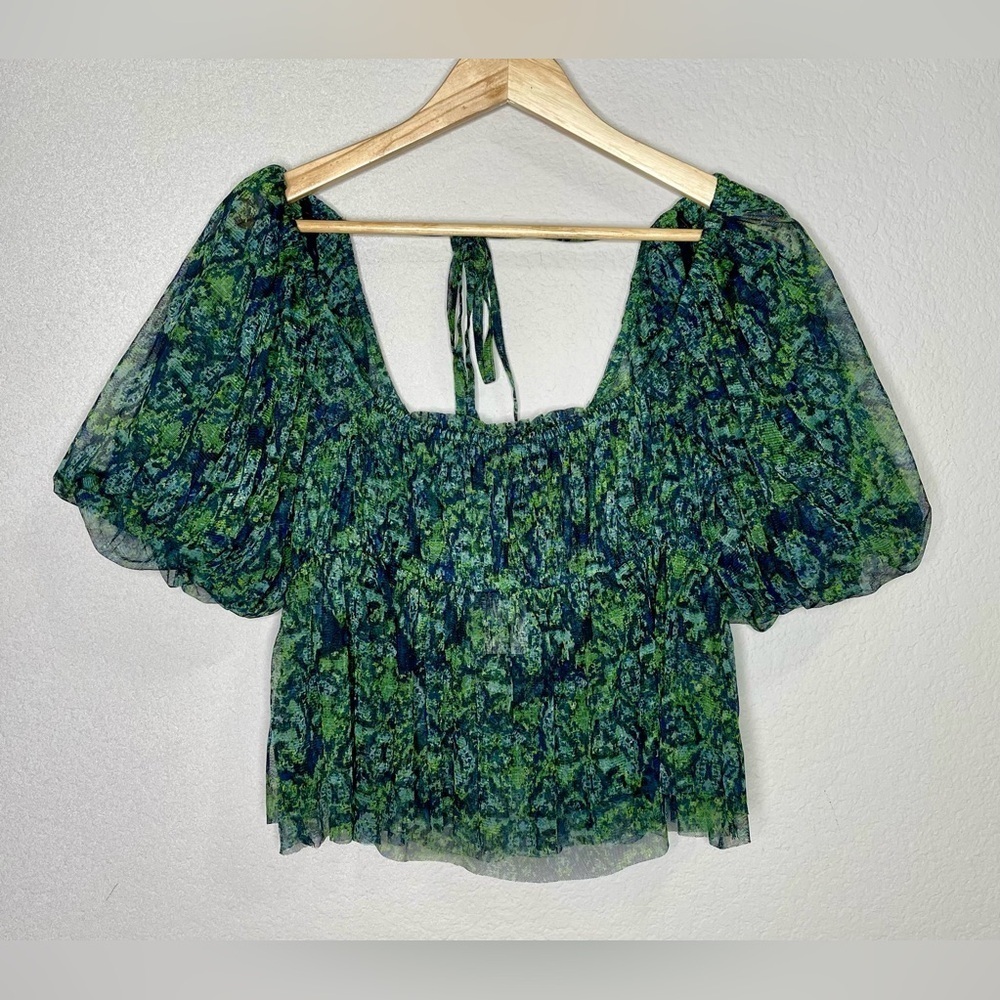NWT Free People Penelope Blouse Deep Sea Combo Size Medium - Picture 4 of 10